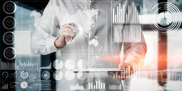 Globale financiële analyse en big data onderzoeksconcept — Stockfoto