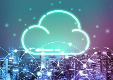 Küresel veri paylaşımı için bulut hesaplama teknolojisi ve çevrimiçi veri depolama.
