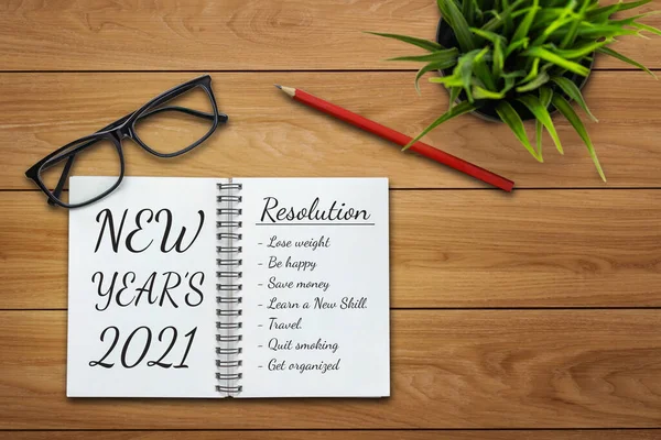 2021 Feliz Ano Novo Lista de Metas de Resolução — Fotografia de Stock