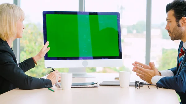 Business people in the conference room with green screen