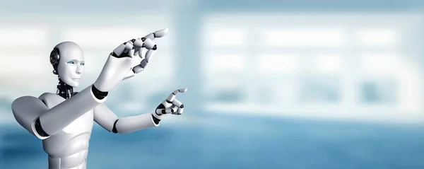 AI humanoïde robot aanraken vinger op kopieerruimte — Stockfoto