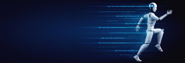 Koşan robot insansı hızlı hareket ve hayati enerji gösteriyor