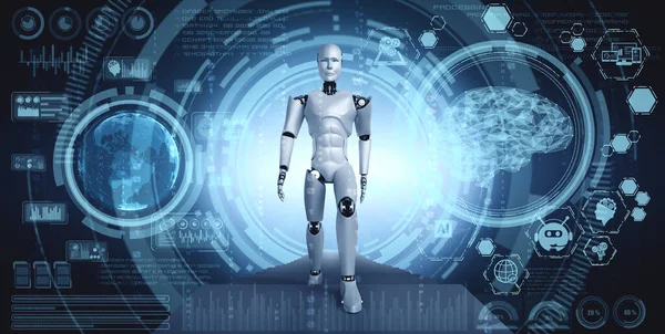 3D vykreslování robot humanoid v sci-fi fantasy světě — Stock fotografie