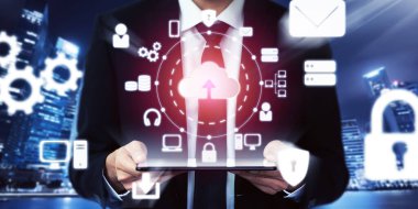 Küresel veri paylaşımı için bulut hesaplama teknolojisi ve çevrimiçi veri depolama.