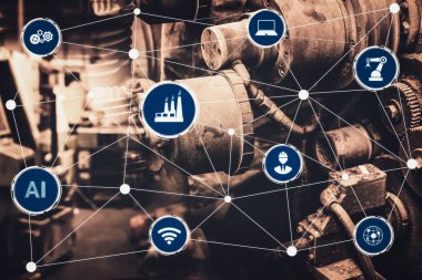 Sanayi 4.0 teknoloji konsepti - Dördüncü endüstriyel devrim için akıllı fabrika