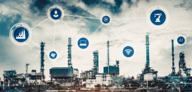 Sanayi 4.0 teknoloji konsepti - Dördüncü endüstriyel devrim için akıllı fabrika