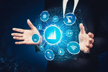 Sanayi 4.0 teknoloji konsepti - Dördüncü endüstriyel devrim için akıllı fabrika