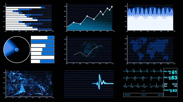 Futuristiskt användargränssnitt instrumentpanel för big data analytics i informationsdiagrammet — Stockfoto