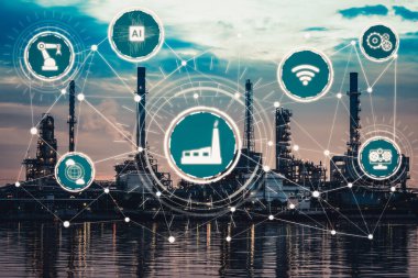 Sanayi 4.0 teknoloji konsepti - Dördüncü endüstriyel devrim için akıllı fabrika