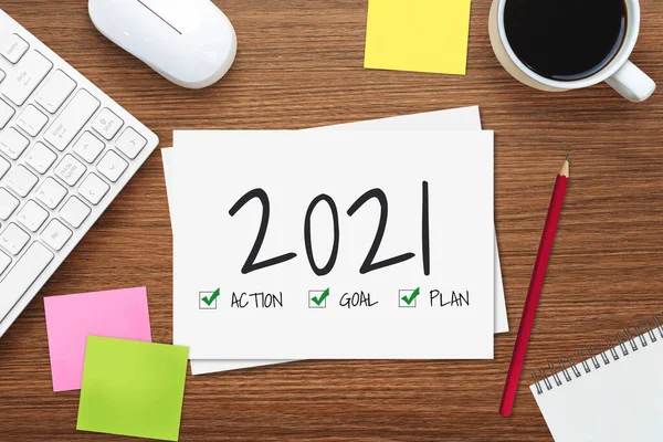 2021 Happy New Year Resolution Goal List — Stock Photo, Image