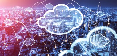 Küresel veri paylaşımı için bulut hesaplama teknolojisi ve çevrimiçi veri depolama.