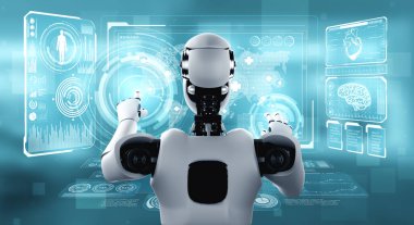 Gelecekteki tıbbi teknoloji yapay zeka robotu tarafından kontrol ediliyor.