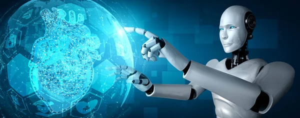 Framtida medicinsk teknik kontrolleras av AI robot med hjälp av maskininlärning — Stockfoto