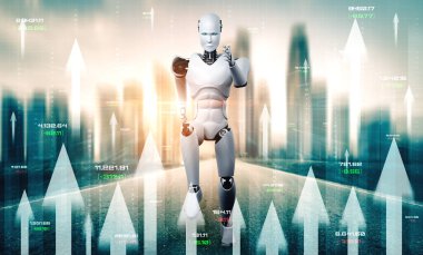 Yapay zeka robotu ve makine öğrenme teknolojisi kullanarak iş büyümesi kavramı