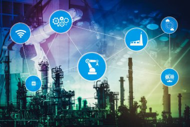 Sanayi 4.0 teknoloji konsepti - Dördüncü endüstriyel devrim için akıllı fabrika