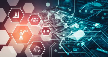 Sanayi 4.0 teknoloji konsepti - Dördüncü endüstriyel devrim için akıllı fabrika