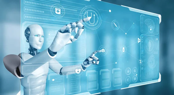Gelecekteki tıbbi teknoloji yapay zeka robotu tarafından kontrol ediliyor. — Stok fotoğraf