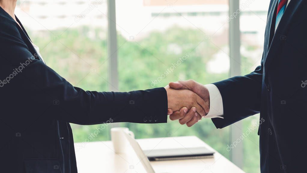 Business people handshake in corporate office