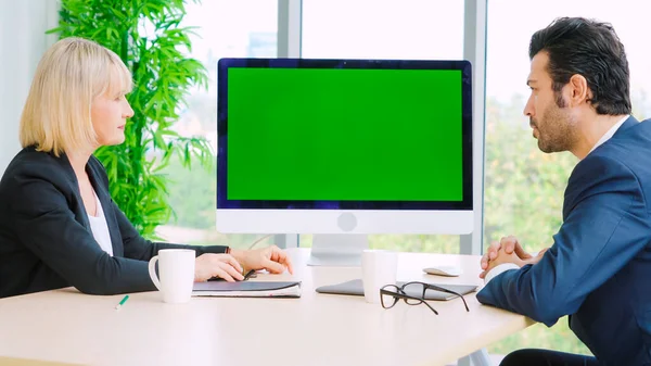 Business people in the conference room with green screen