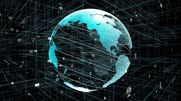 世界的なオンラインインターネットネットワークとモノのインターネットIOTコンセプト — ストック写真