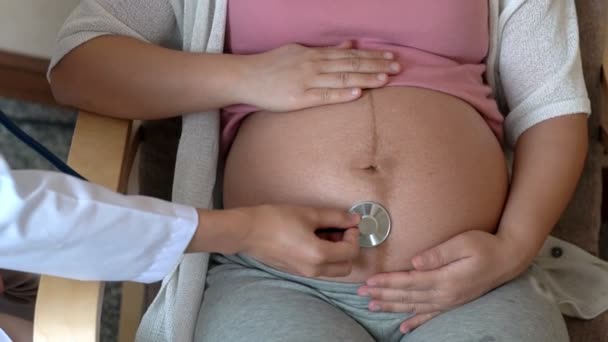 Těhotná žena a gynekolog lékař v nemocnici — Stock video