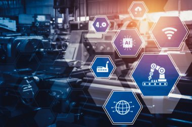 Sanayi 4.0 teknoloji konsepti - Dördüncü endüstriyel devrim için akıllı fabrika