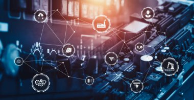 Sanayi 4.0 teknoloji konsepti - Dördüncü endüstriyel devrim için akıllı fabrika