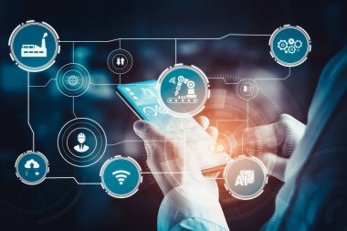 Sanayi 4.0 teknoloji konsepti - Dördüncü endüstriyel devrim için akıllı fabrika