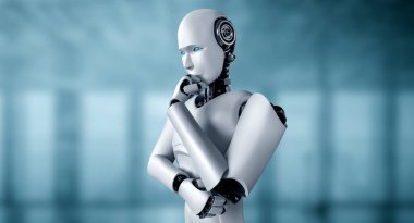 Yapay zeka robotunun bilgi verilerini analiz ettiğini düşünüyorum.