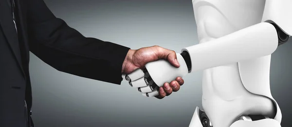 3D απόδοση ανθρωποειδές ρομπότ χειραψία για να συνεργαστεί μελλοντική τεχνολογία — Φωτογραφία Αρχείου