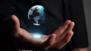 Dünyanın holografik teknolojisini tutan insan eli.