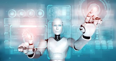 Gelecekteki tıbbi teknoloji yapay zeka robotu tarafından kontrol ediliyor.