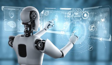 Gelecekteki tıbbi teknoloji yapay zeka robotu tarafından kontrol ediliyor.