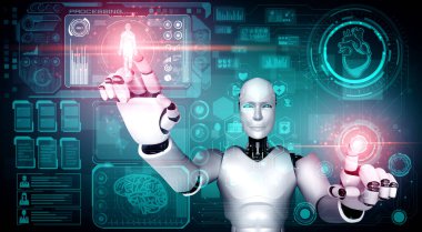 Gelecekteki tıbbi teknoloji yapay zeka robotu tarafından kontrol ediliyor.