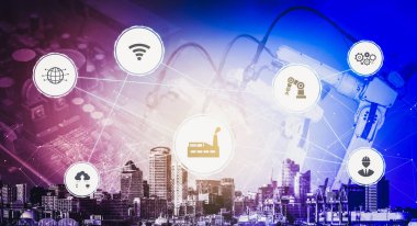 Sanayi 4.0 teknoloji konsepti - Dördüncü endüstriyel devrim için akıllı fabrika