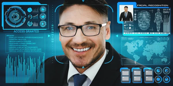 Facial recognition technology scan and detect people face for identification