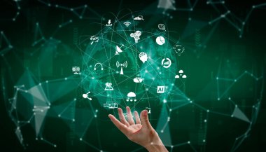 Akıllı şehirde gelişmiş iletişim ve küresel internet ağı bağlantısı