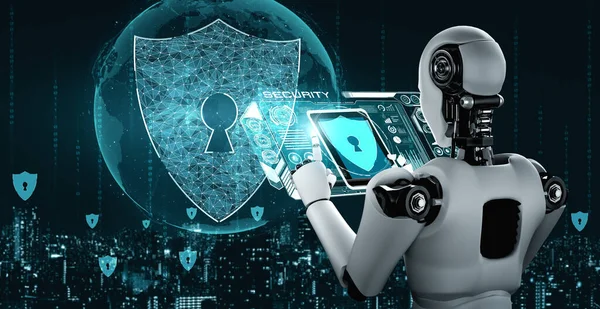 Robot AI che utilizza la sicurezza informatica per proteggere la privacy delle informazioni — Foto Stock