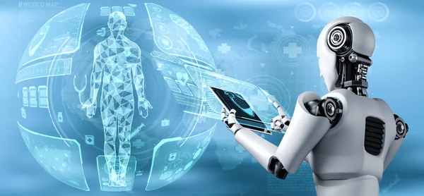 Future medical technology controlled by AI robot using machine learning — Stock Photo, Image
