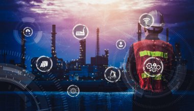 Sanayi 4.0 teknoloji konsepti - Dördüncü endüstriyel devrim için akıllı fabrika