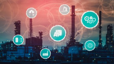 Sanayi 4.0 teknoloji konsepti - Dördüncü endüstriyel devrim için akıllı fabrika