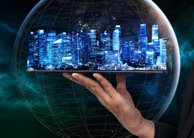 Akıllı şehirde gelişmiş iletişim ve küresel internet ağı bağlantısı