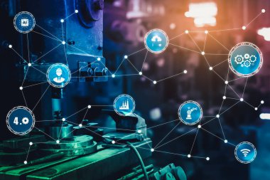 Sanayi 4.0 teknoloji konsepti - Dördüncü endüstriyel devrim için akıllı fabrika