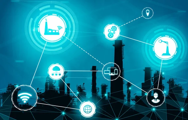 Indústria 4.0 conceito de tecnologia - Fábrica inteligente para a quarta revolução industrial — Fotografia de Stock