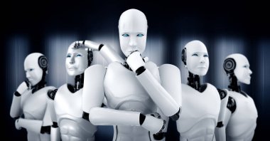 Robot insansı grubun 3 boyutlu çizimi