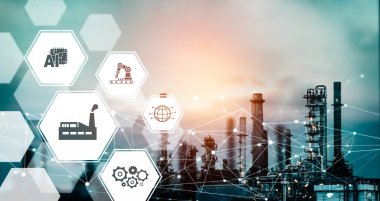 Sanayi 4.0 teknoloji konsepti - Dördüncü endüstriyel devrim için akıllı fabrika