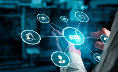 Sanayi 4.0 teknoloji konsepti - Dördüncü endüstriyel devrim için akıllı fabrika