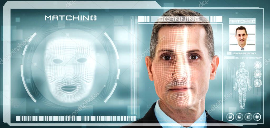 Facial recognition technology scan and detect people face for identification