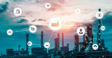 Sanayi 4.0 teknoloji konsepti - Dördüncü endüstriyel devrim için akıllı fabrika