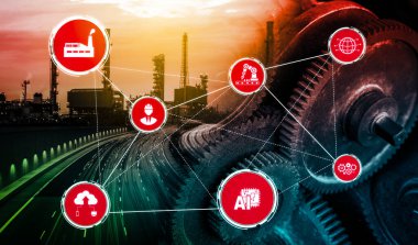 Sanayi 4.0 teknoloji konsepti - Dördüncü endüstriyel devrim için akıllı fabrika